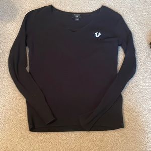True religion womens black long sleeve sweater
